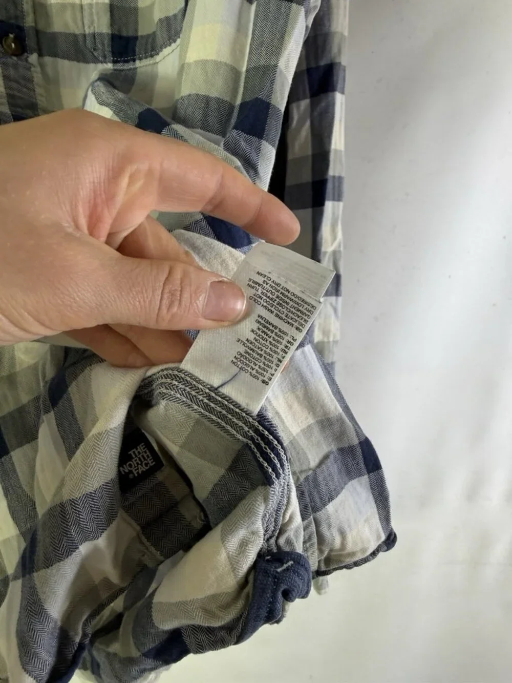 The North Face Button Shirt Rainbow Plaid Spell Out Pocket